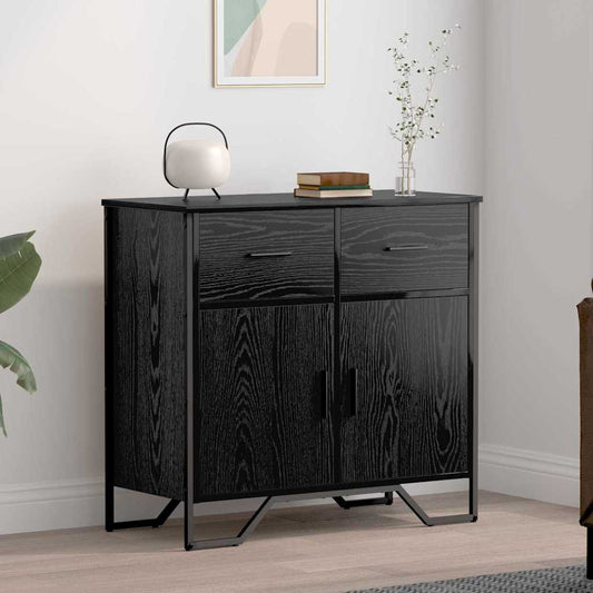 Credenza con cassetto Rovere Nero 79,5 x 35,5 x 74,5 cm