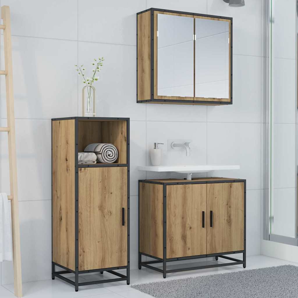 Set di mobili per il bagno con lo scaffale Rovere artigianale | homemem39
