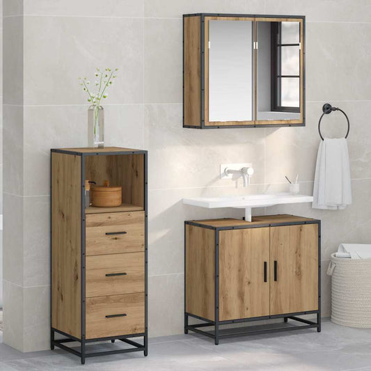 Set di mobili per il bagno con cassetto Rovere artigianale | homemem39