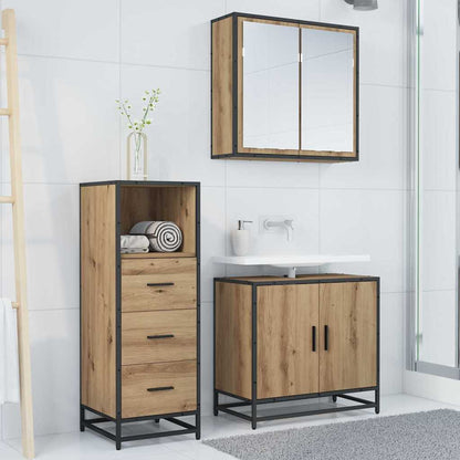 Set di mobili per il bagno con cassetto Rovere artigianale | homemem39