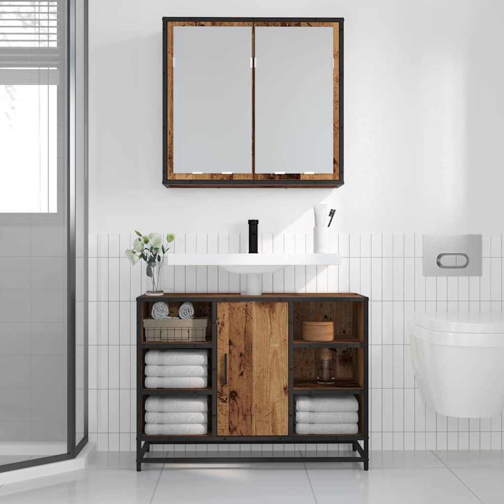 Scaffale da parete con porta Legno vecchio 65 x 20 x 60 cm | homemem39