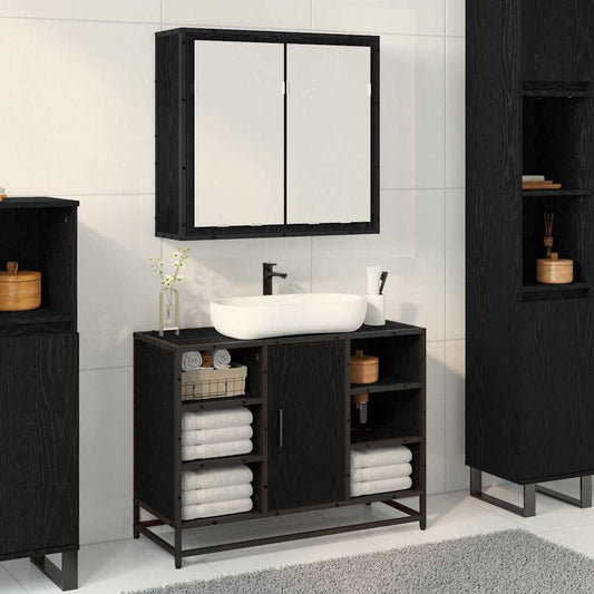 Scaffale da parete Rovere Nero 65 x 20 x 60 cm - homemem39