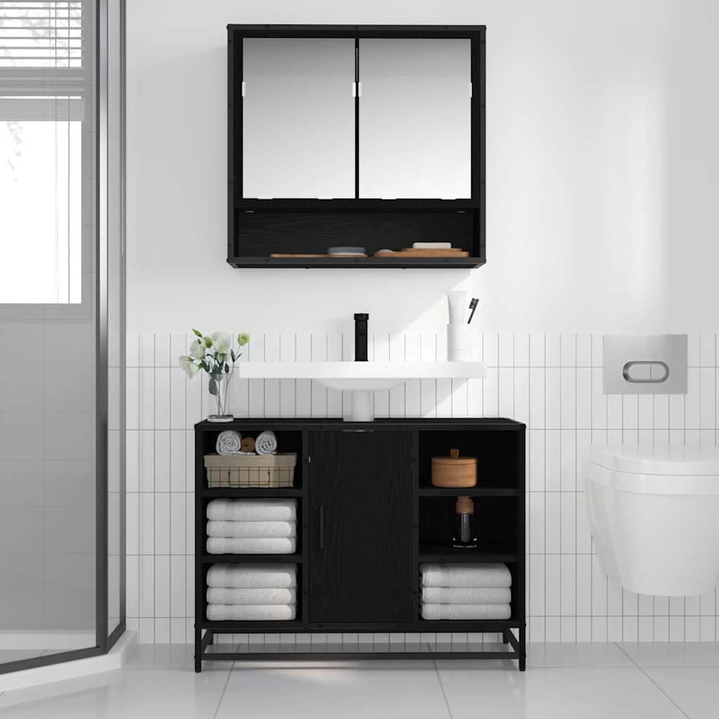 Scaffale da parete con lo scaffale Rovere Nero 65 x 20 x 60 cm | homemem39