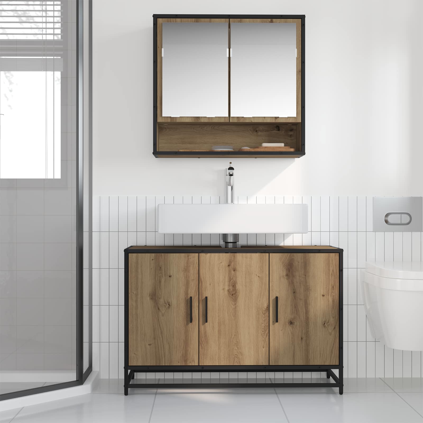 Mobile da Bagno Rovere artigianale 90 x 33 x 60 cm | homemem39