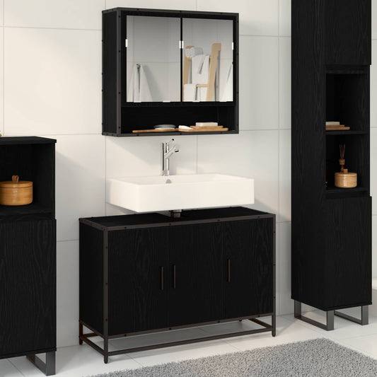 Mobile da Bagno Rovere Nero 90 x 33 x 60 cm Legno multistrato | homemem39