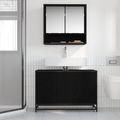 Mobile da Bagno Rovere Nero 90 x 33 x 60 cm Legno multistrato | homemem39