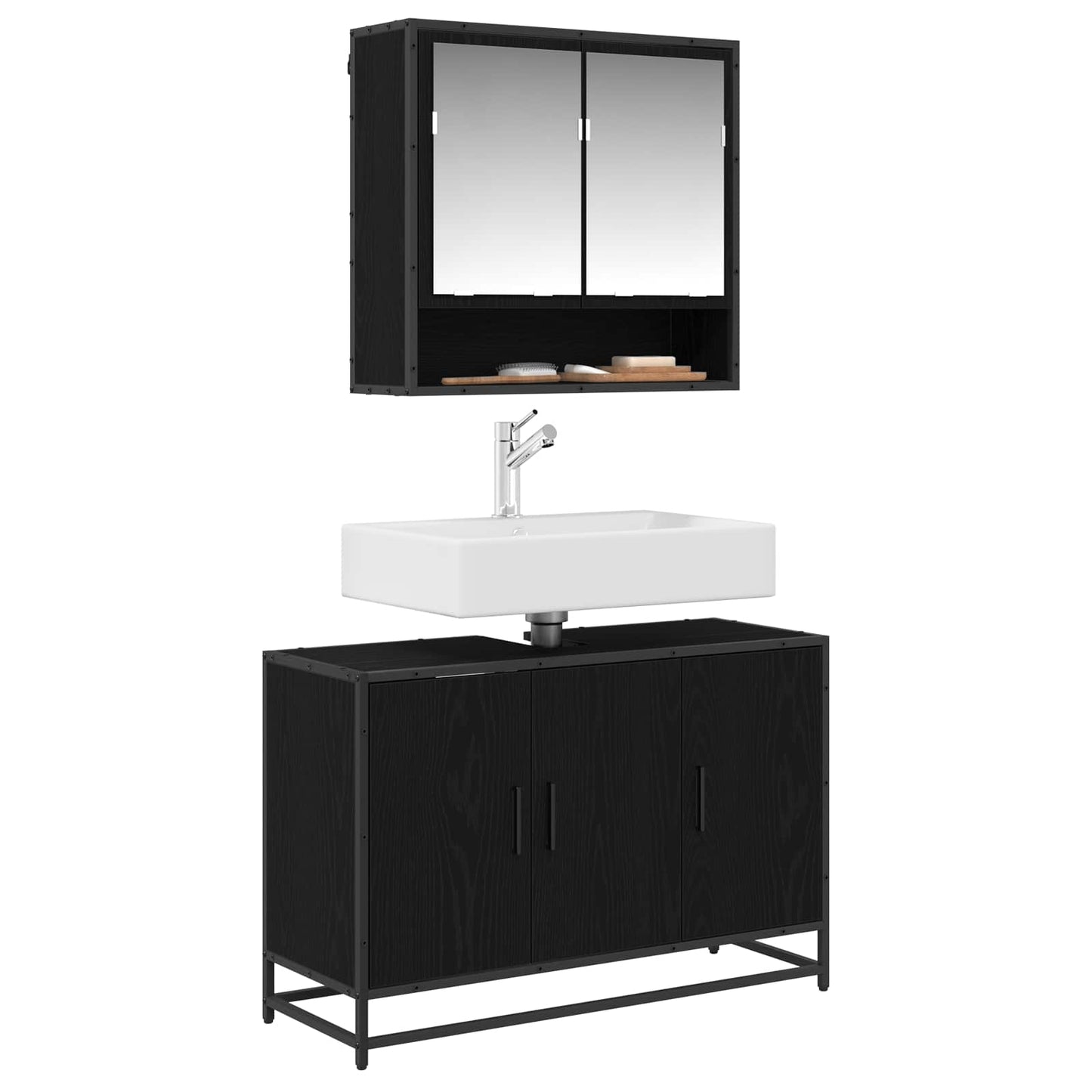 Mobile da Bagno Rovere Nero 90 x 33 x 60 cm Legno multistrato | homemem39