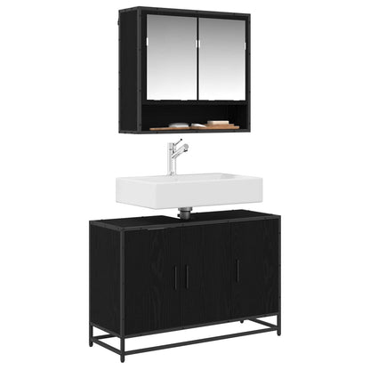 Mobile da Bagno Rovere Nero 90 x 33 x 60 cm Legno multistrato