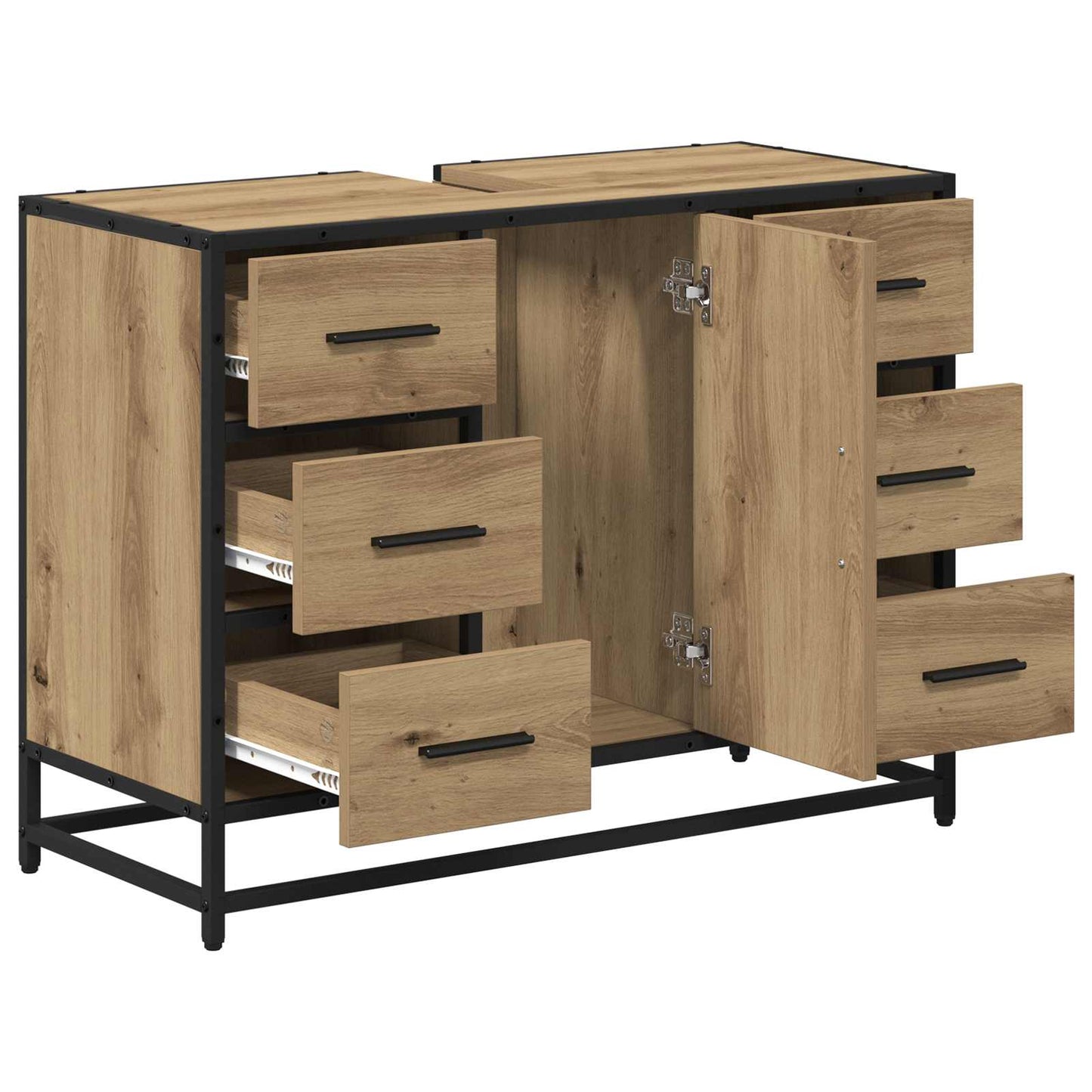 Mobile da Bagno con cassetto Rovere artigianale 80 x 33 x 60 cm | homemem39