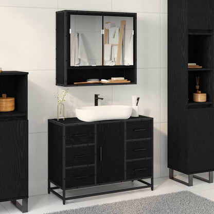 Mobile da Bagno Rovere Nero 80 x 33 x 60 cm Legno multistrato