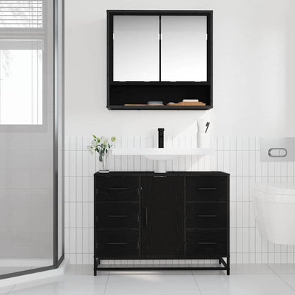 Mobile da Bagno Rovere Nero 80 x 33 x 60 cm Legno multistrato