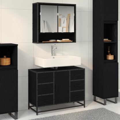 Mobile da Bagno Rovere Nero 80 x 33 x 60 cm Legno multistrato | homemem39