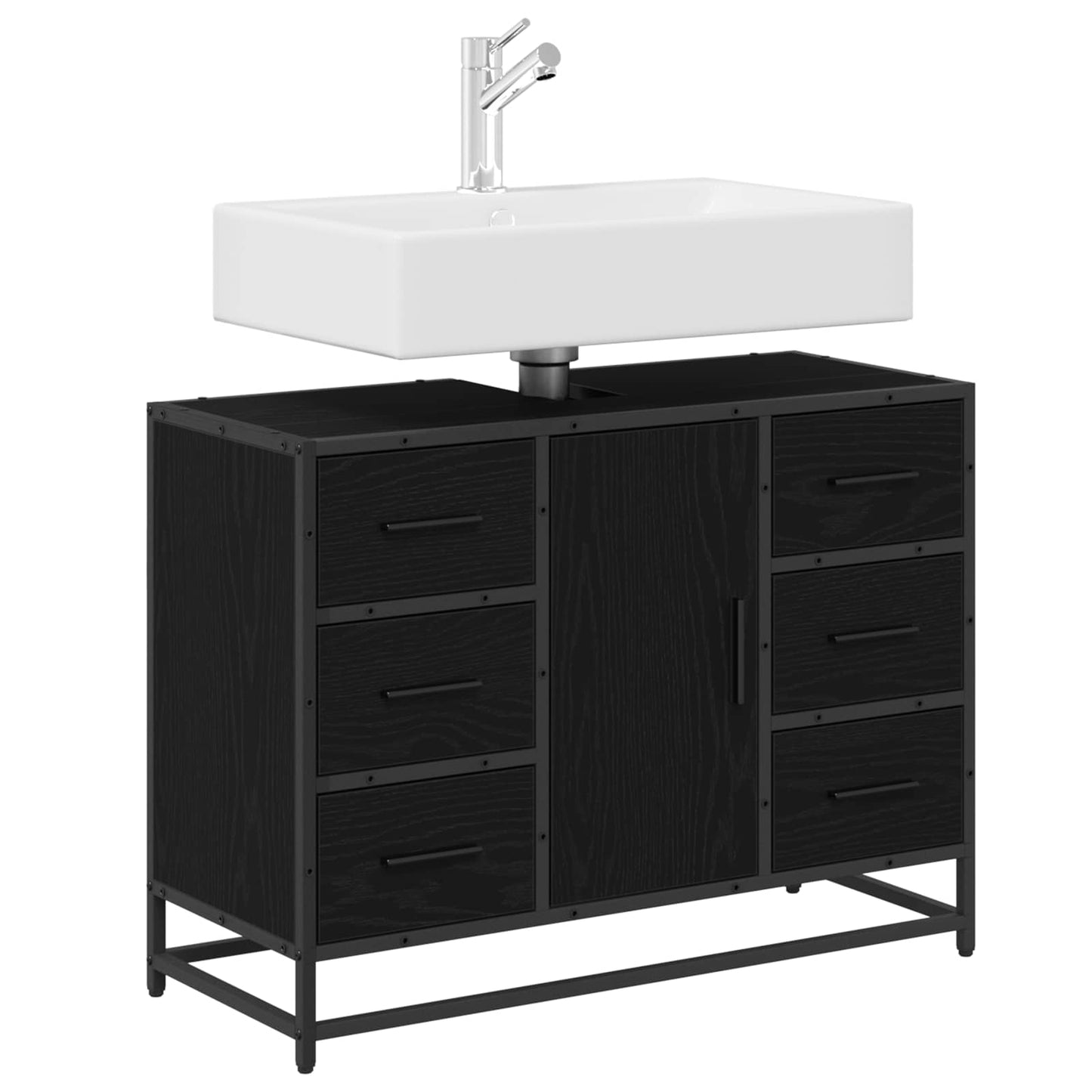 Mobile da Bagno Rovere Nero 80 x 33 x 60 cm Legno multistrato | homemem39