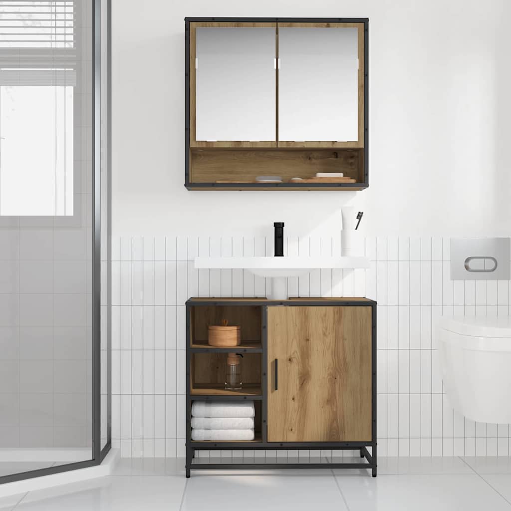 Mobile da Bagno con porta Rovere artigianale 65 x 33 x 60 cm