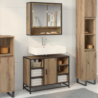 Mobile da Bagno con porta Rovere artigianale 80 x 33 x 60 cm