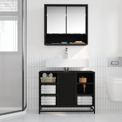 Mobile da Bagno Rovere Nero 80 x 33 x 60 cm Legno multistrato | homemem39