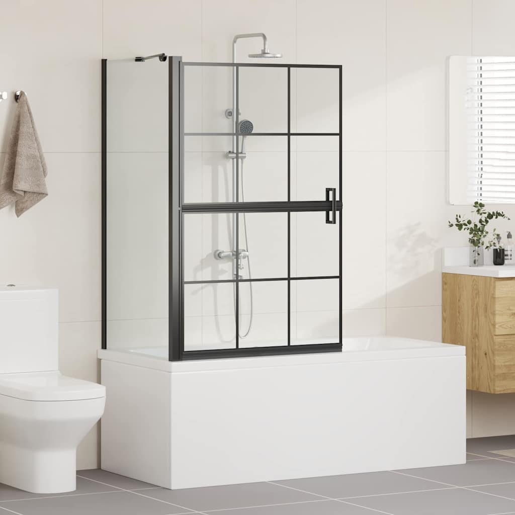Schermo per Bagno e Doccia Nero e trasparente 80 x 68 x 128 cm