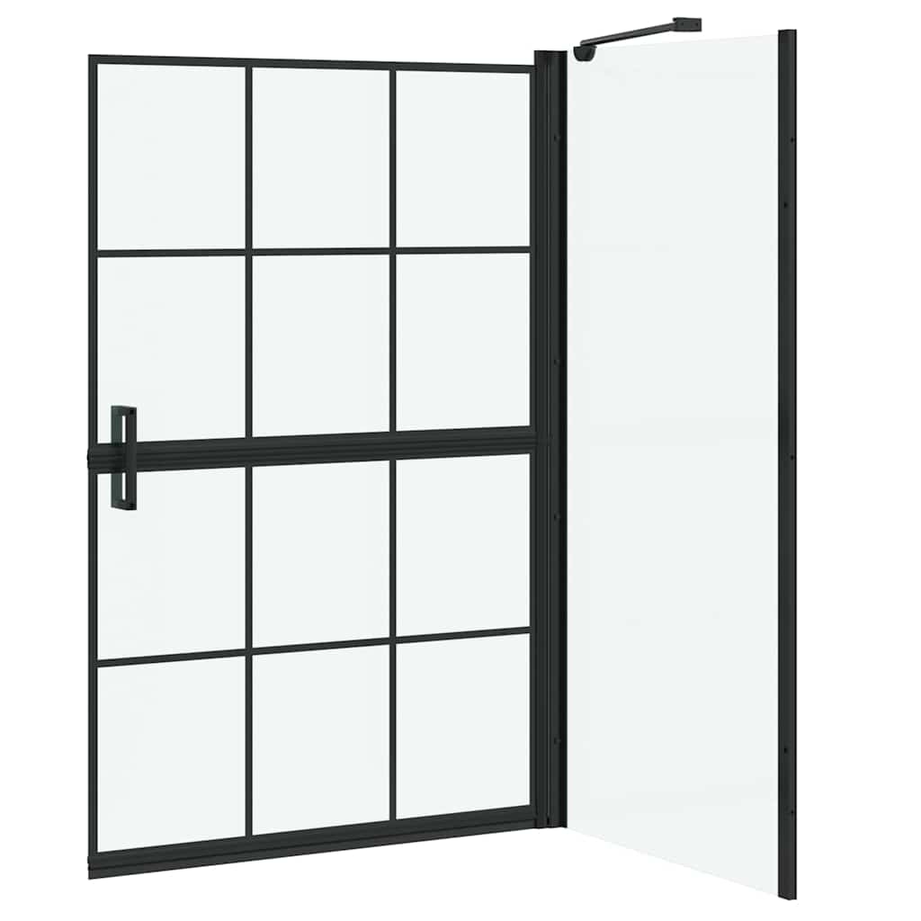 Schermo per Bagno e Doccia Nero e trasparente 80 x 68 x 128 cm