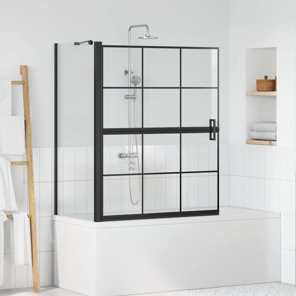 Schermo per Bagno e Doccia Nero e trasparente 100 x 68 x 128 cm
