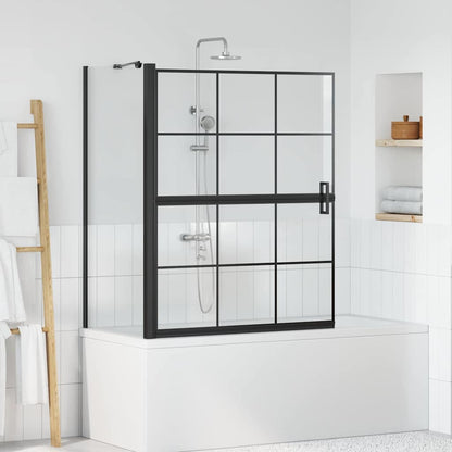 Schermo per Bagno e Doccia Nero e trasparente 100 x 68 x 128 cm