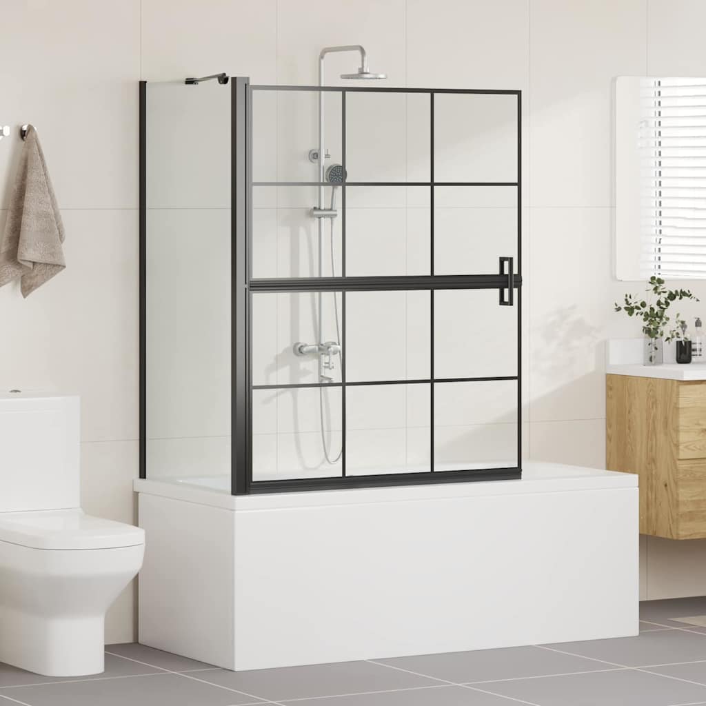 Schermo per Bagno e Doccia Nero e trasparente 100 x 68 x 128 cm