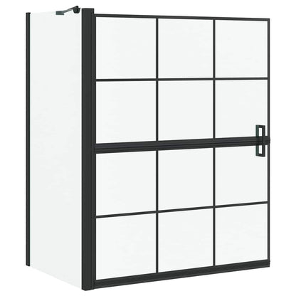 Schermo per Bagno e Doccia Nero e trasparente 100 x 68 x 128 cm