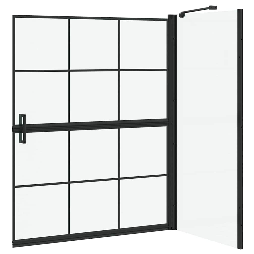 Schermo per Bagno e Doccia Nero e trasparente 116 x 68 x 128 cm