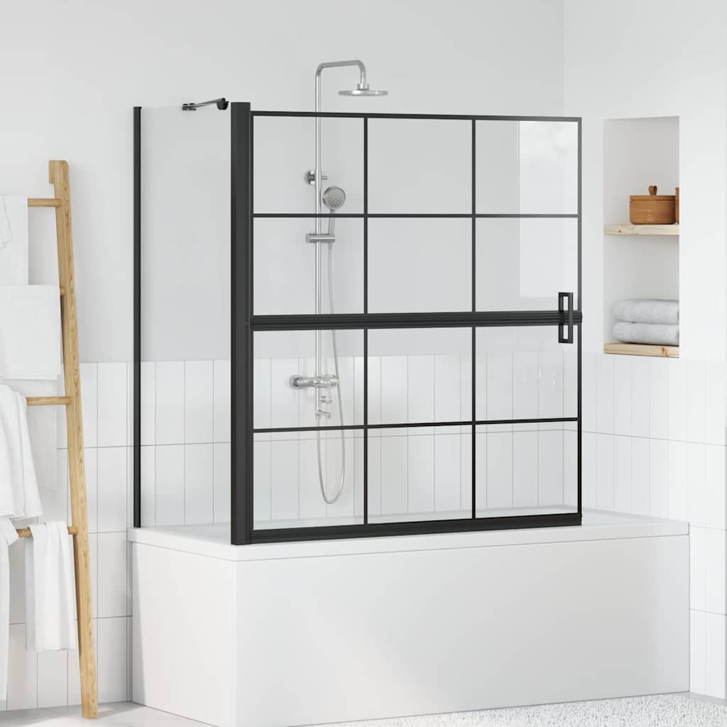 Schermo per Bagno e Doccia Nero e trasparente 116 x 68 x 128 cm