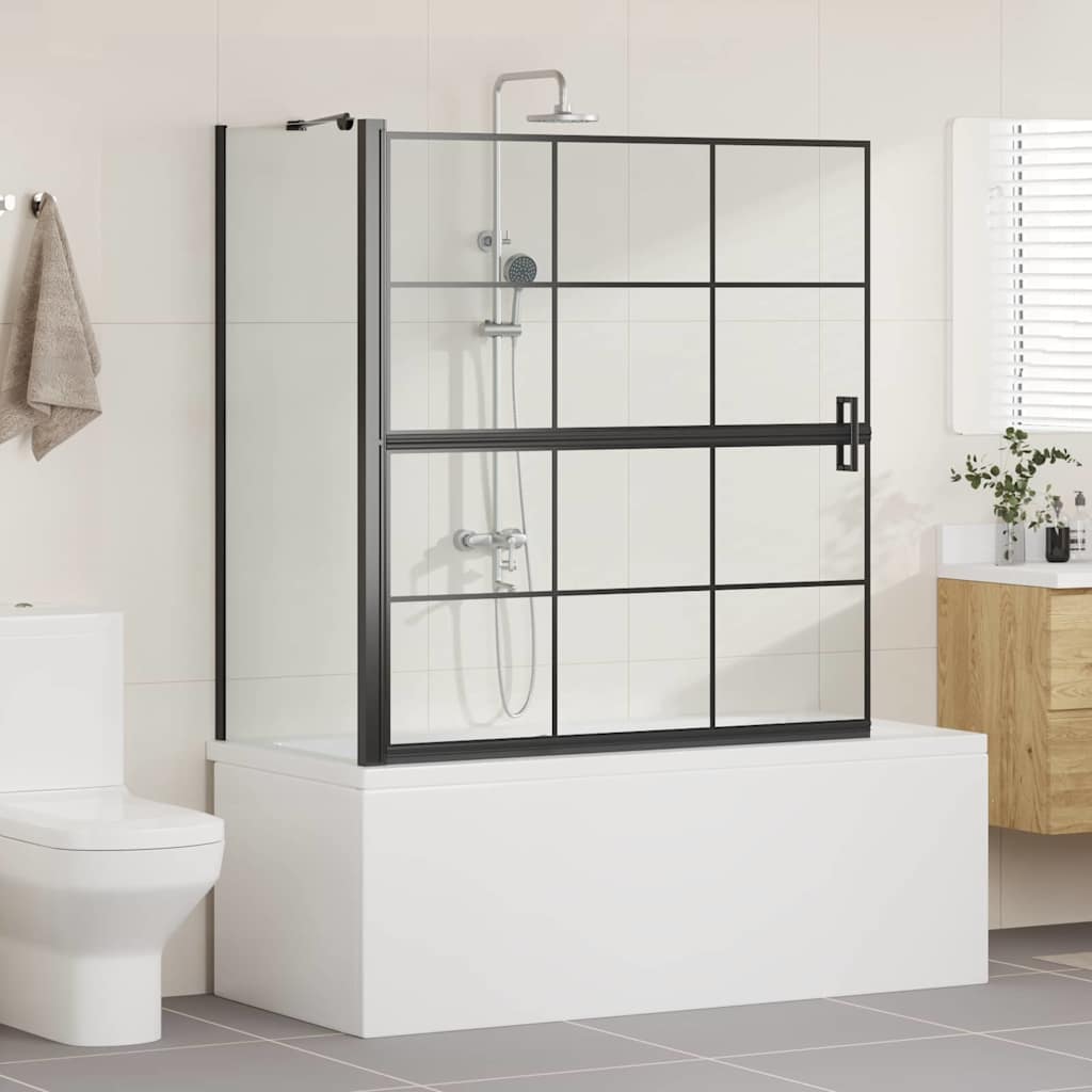 Schermo per Bagno e Doccia Nero e trasparente 116 x 68 x 128 cm