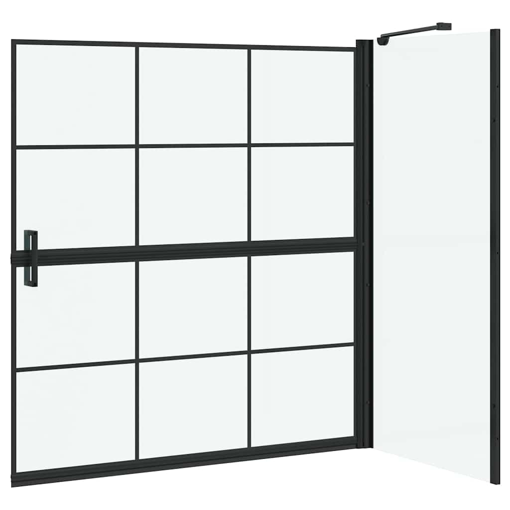 Schermo per Bagno e Doccia Nero e trasparente 116 x 68 x 128 cm