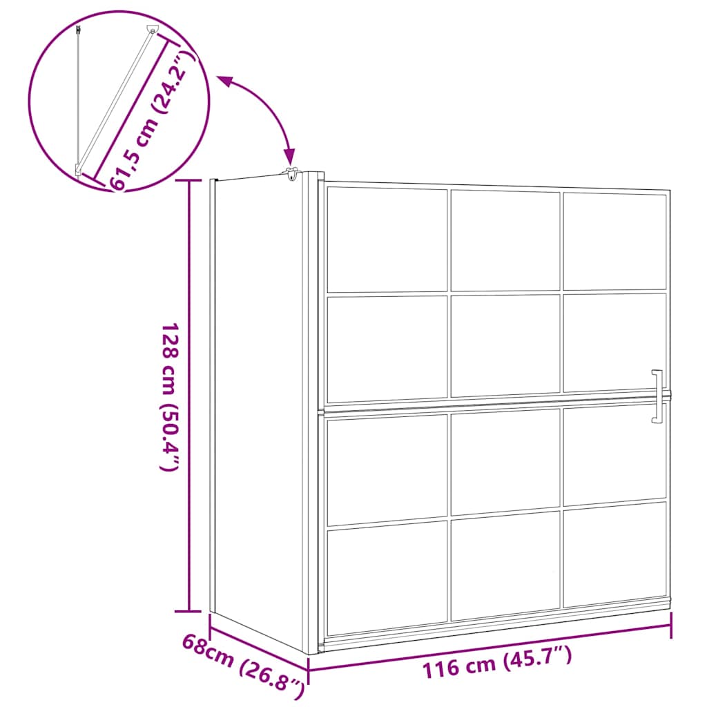Schermo per Bagno e Doccia Nero e trasparente 116 x 68 x 128 cm