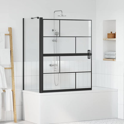 Schermo per Bagno e Doccia Nero e trasparente 116 x 68 x 128 cm