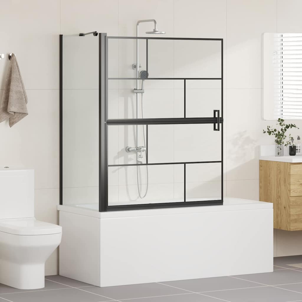 Schermo per Bagno e Doccia Nero e trasparente 100 x 68 x 128 cm