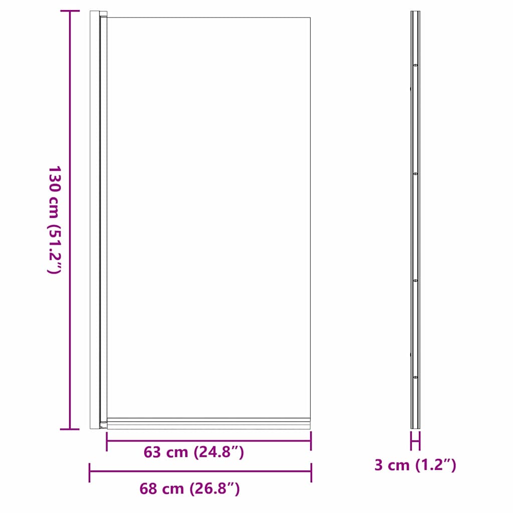 Schermo per Bagno e Doccia Nero 68 x 130 cm Vetro Temperato | homemem39