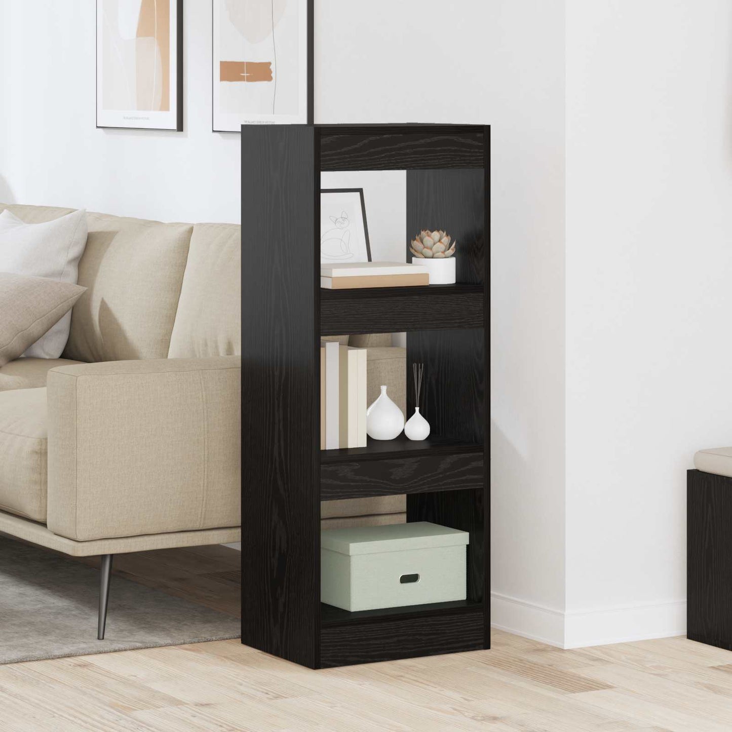 Armadio per Libri Rovere nero 37 x 30 x 103 cm | homemem39