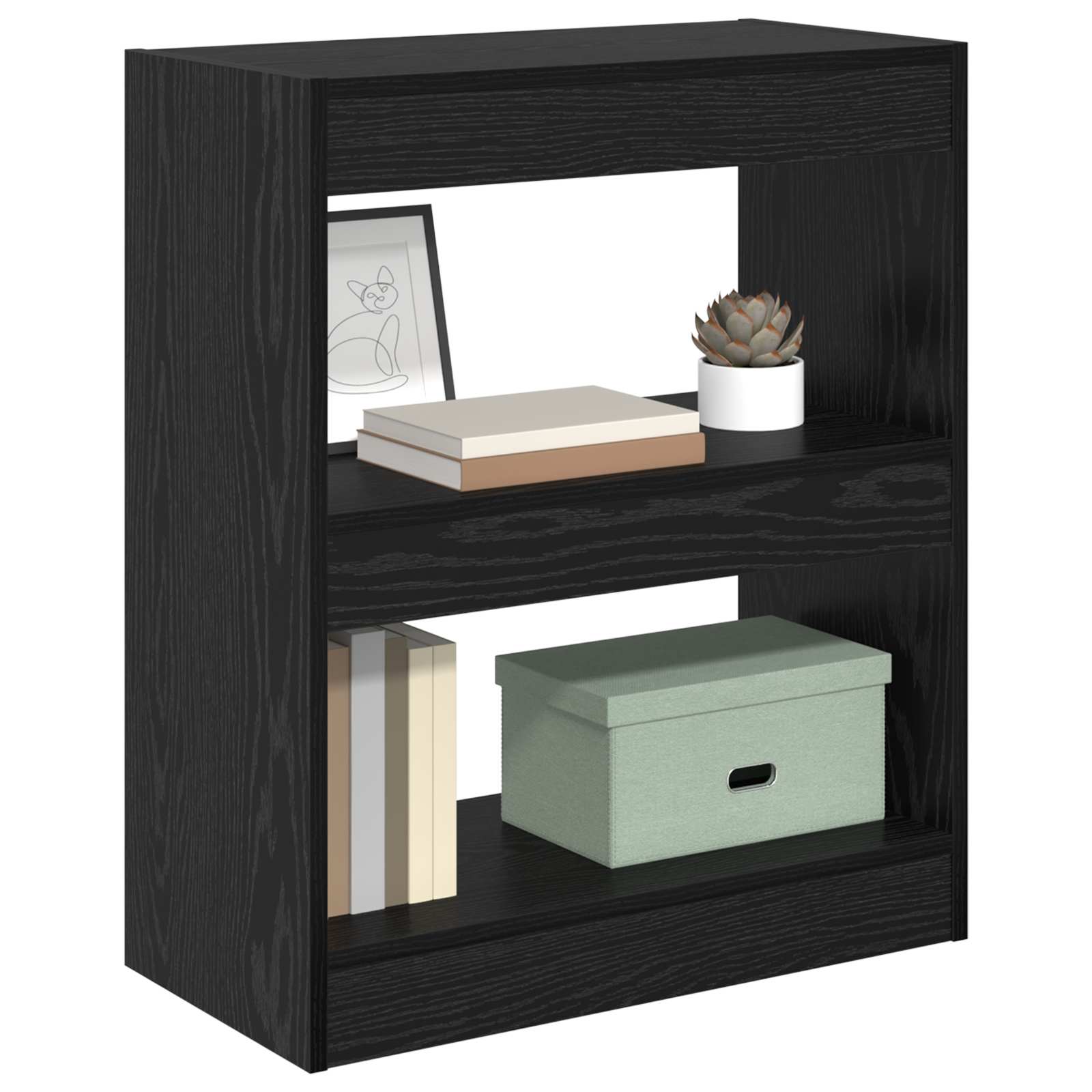 Armadio per Libri Rovere Nero 60 x 30 x 72 cm Legno multistrato | homemem39