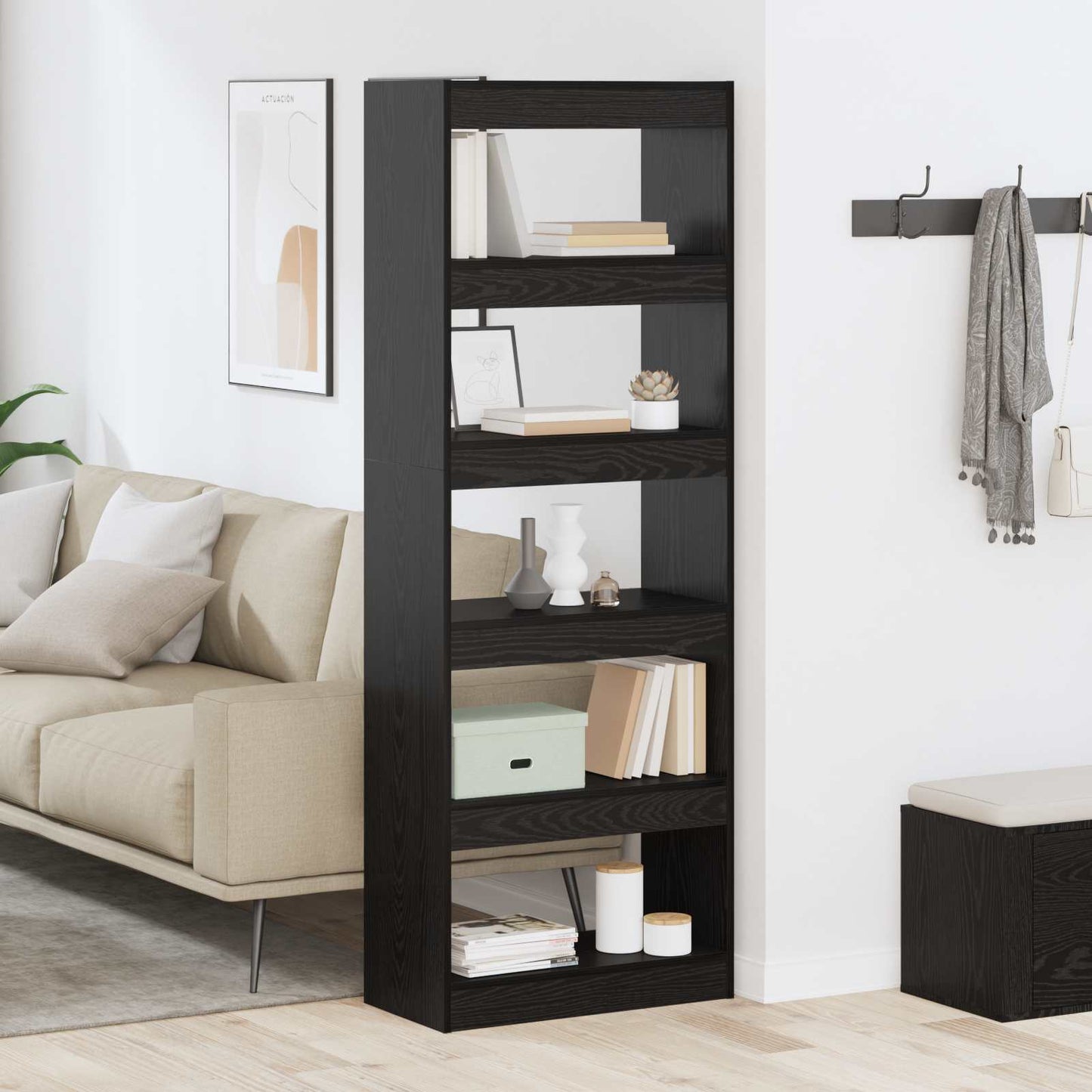 Armadio per Libri Rovere nero 60 x 30 x 166 cm | homemem39