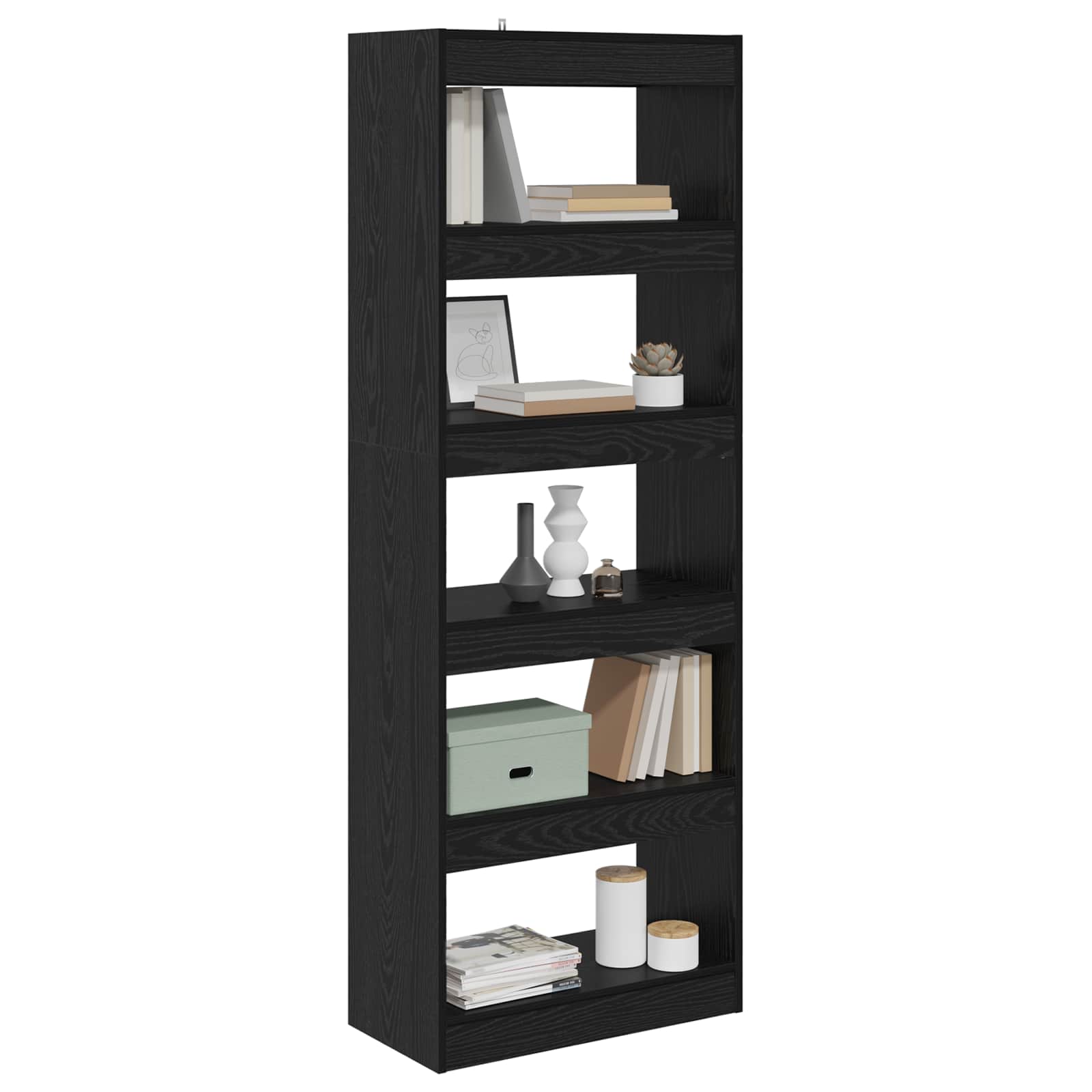 Armadio per Libri Rovere nero 60 x 30 x 166 cm | homemem39