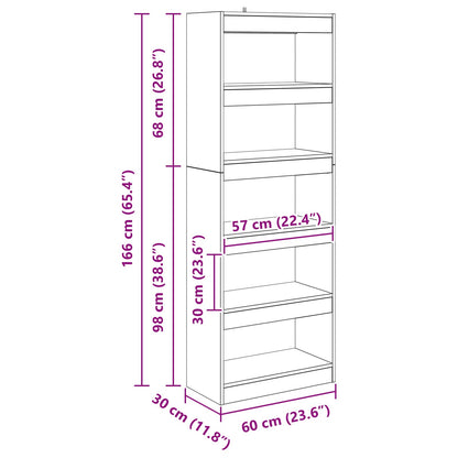 Armadio per Libri 5 livelli 60 x 30 x 166 cm Rovere nero | homemem39