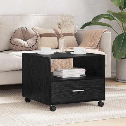 Tavolino da salotto con cassetto Rovere Nero 55 x 55 x 45cm