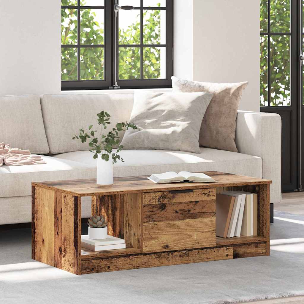 Tavolino da salotto con cassetto Legno vecchio 102 x 50 x 36cm