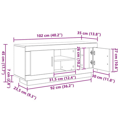 Mobile TV Rovere Nero 102 x 35 x 45 cm Legno multistrato