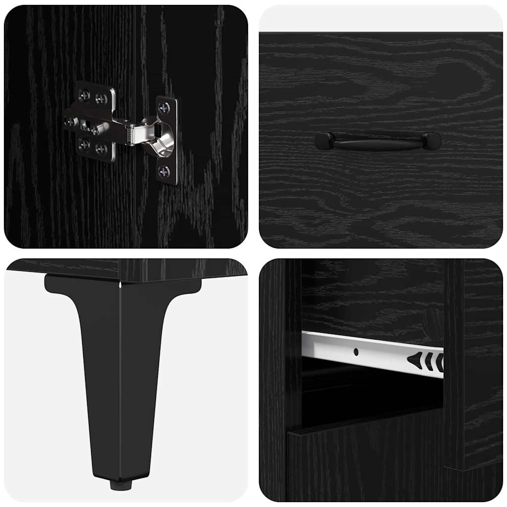 Credenza Rovere Nero 69,5 x 34 x 90 cm Legno multistrato