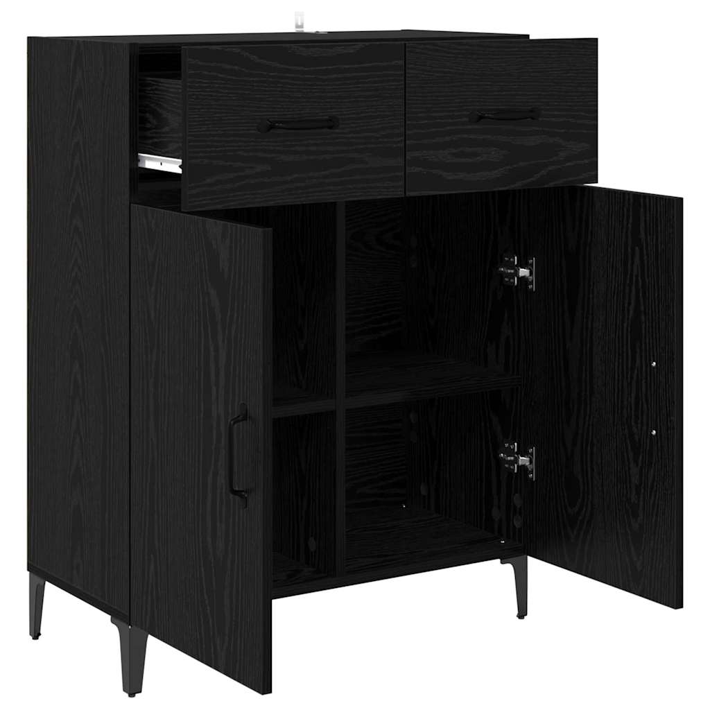 Credenza Rovere Nero 69,5 x 34 x 90 cm Legno multistrato