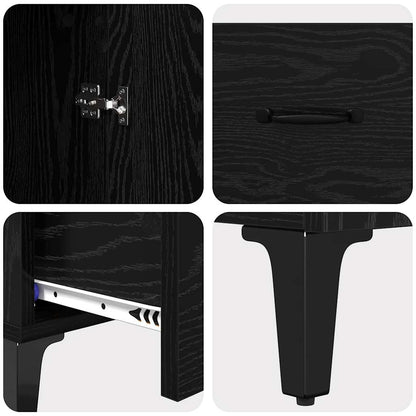 Credenza con cassetto Rovere Nero 70 x 31 x 115 cm