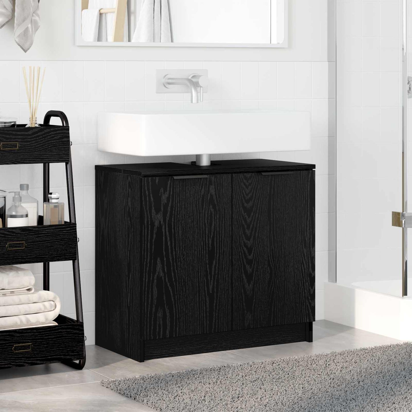 Mobile da Bagno Rovere Nero 64,5 x 33,5 x 59 cm | homemem39