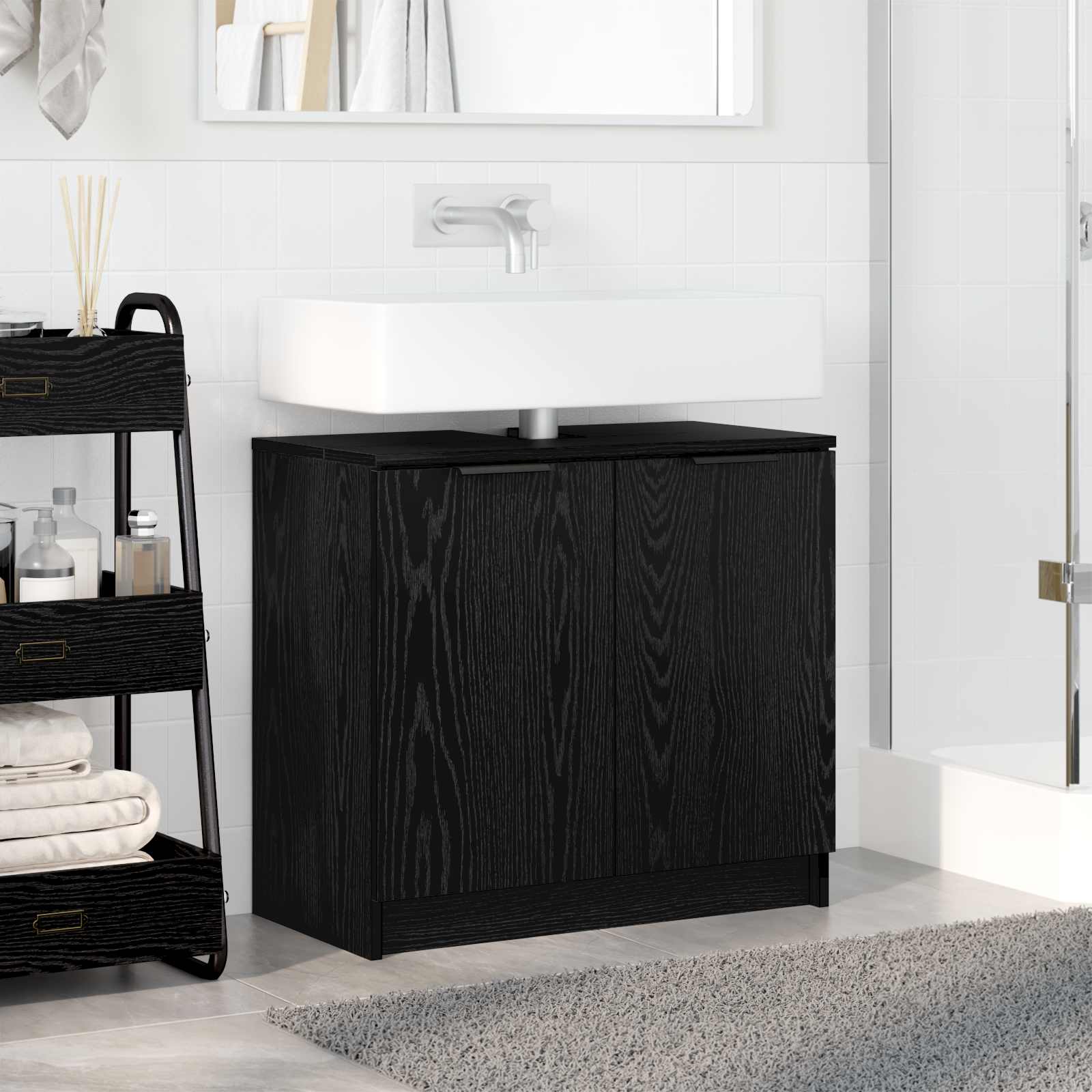 Mobile da Bagno Rovere Nero 64,5 x 33,5 x 59 cm | homemem39