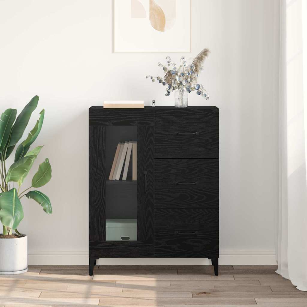 Credenza con cassetto Rovere Nero 69,5 x 34 x 90 cm