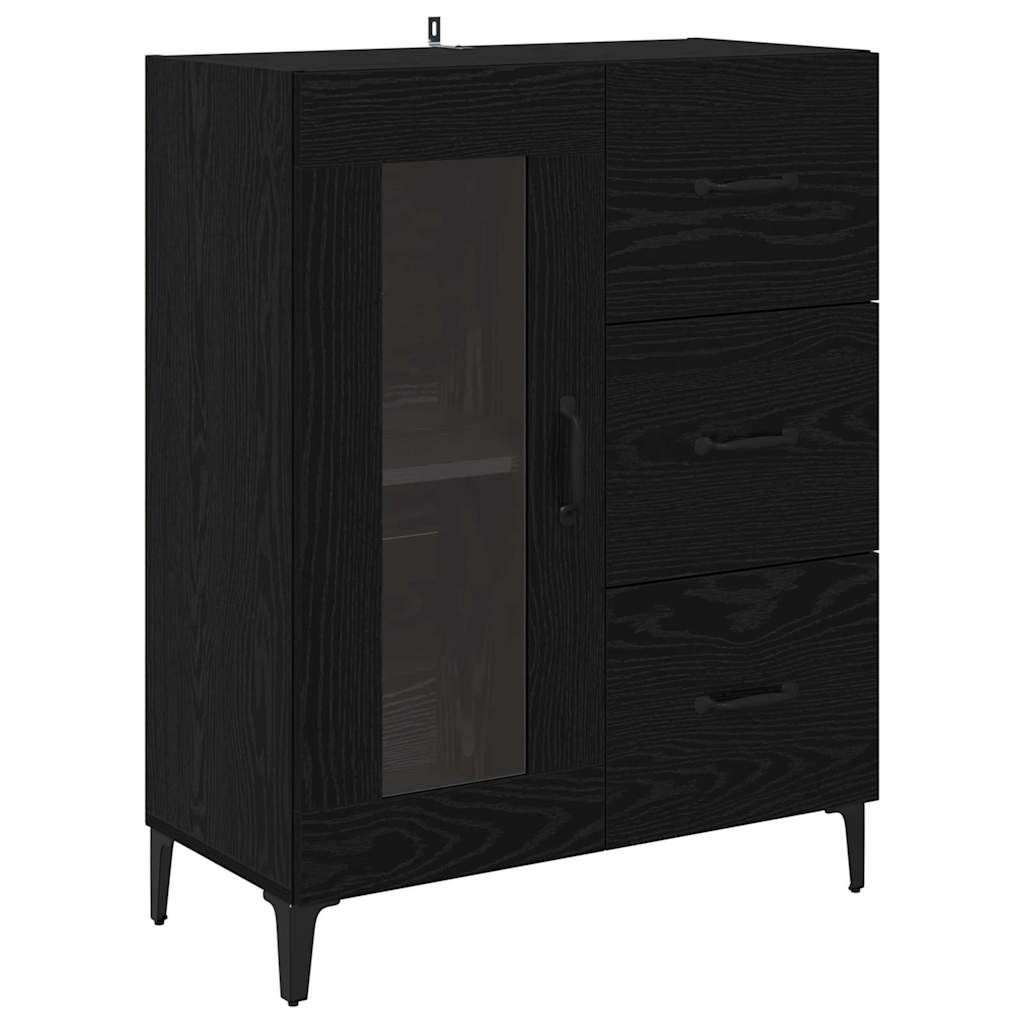 Credenza con cassetto Rovere Nero 69,5 x 34 x 90 cm