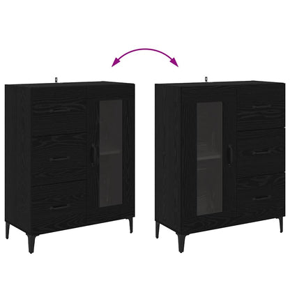 Credenza con cassetto Rovere Nero 69,5 x 34 x 90 cm